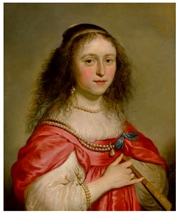 PORTRAIT OF A YOUNG WOMAN HOLDING A FAN 