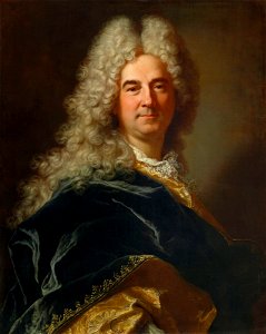 Portrait of a man wearing a blue dress (by Hyacinthe Rigaud)