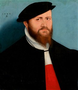 Portrait of a man in a hat (by Lucas Cranach the Younger). Free illustration for personal and commercial use.