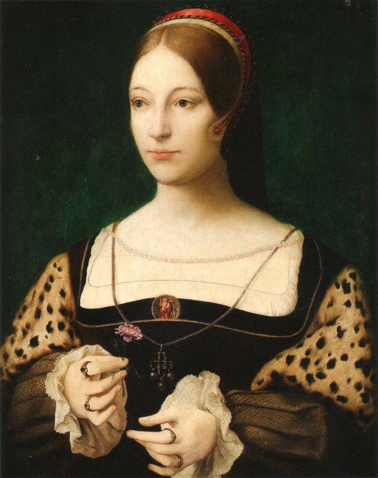 Portrait of a Young Lady - Bildnis einer jungen Frau mit Nelke, Ambrosius Benson (attr.).