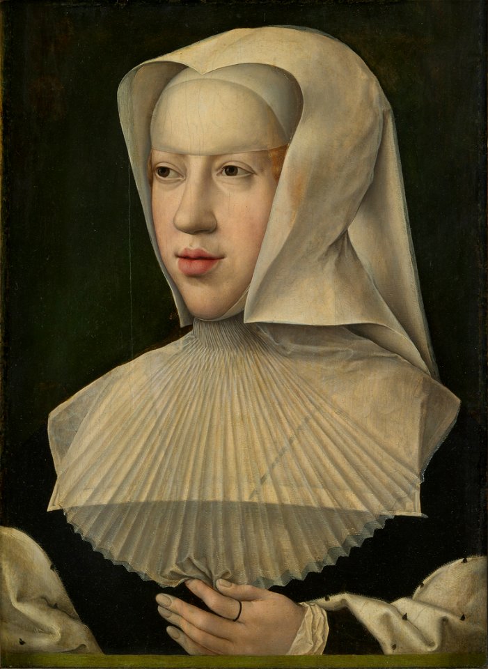 Portrait of Archduchess Margaret of Austria, Duchess of Savoy (1480–1530), in widow's dress, by Bernard van Orley