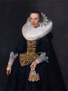 Portrait of a young woman, attributed to Nicolaes Eliasz Pickenoy. Free illustration for personal and commercial use.