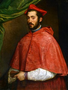 Portrait of Cardinal Alessandro Farnese (by Titian). Free illustration for personal and commercial use.