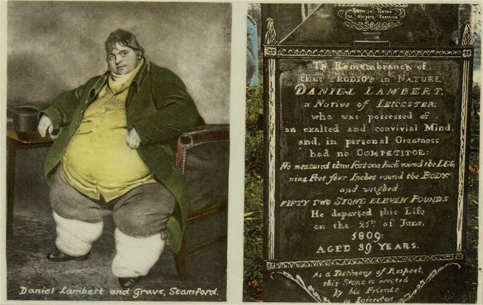Portrait of Daniel Lambert and grave, Stamford (4673768) (cropped)