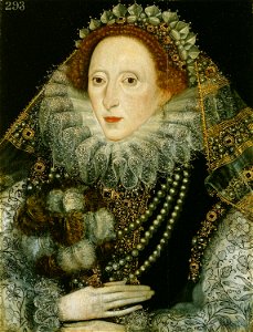 Portrait of Elizabeth I of England (1533–1603), by British School, 16th century. Free illustration for personal and commercial use.
