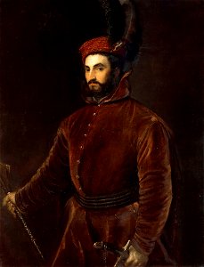 Portrait of Cardinal Ippolito de' Medici in a Hungarian Costume (by Titian) - Palazzo Pitti, Florence. Free illustration for personal and commercial use.