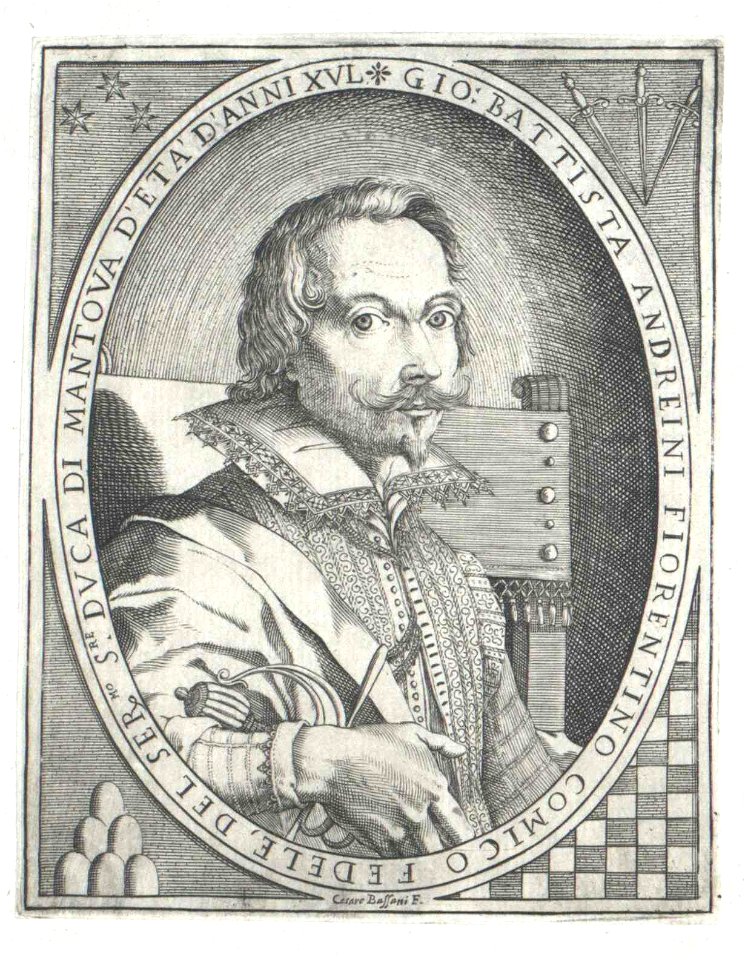 Portrait of Giovan Battista Andreini, engraved by Cesare Bassani - Österreichische Nationalbibliothek