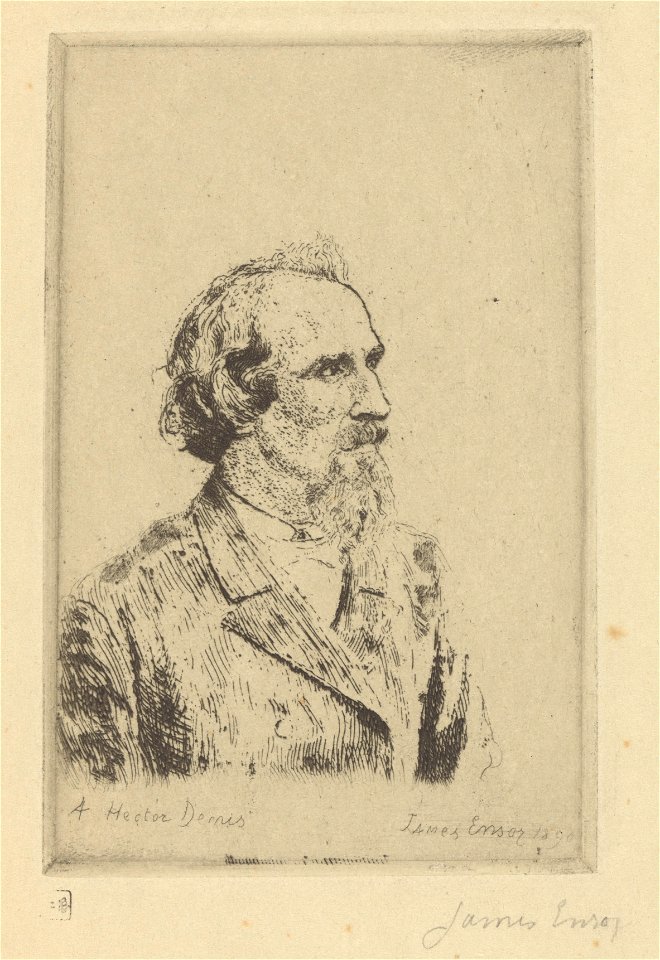 Portrait of Hector Denis, print by James Ensor, 1890, Prints Department, Royal Library of Belgium, S. IV 343