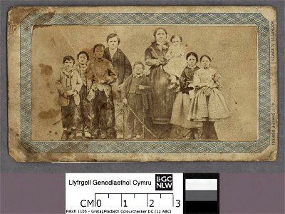 Portrait of John Harris, 'Teiliwr Bach Dihewyd,' with his wife and children (4670267)