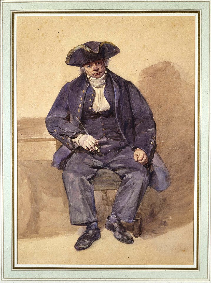 Portrait of John Adams, alias John Wilkinson, Petty Officer, aged 78, Boatswain's Mate of the 'Agamemnon' (as Greenwich Pensioner) RMG PY3992