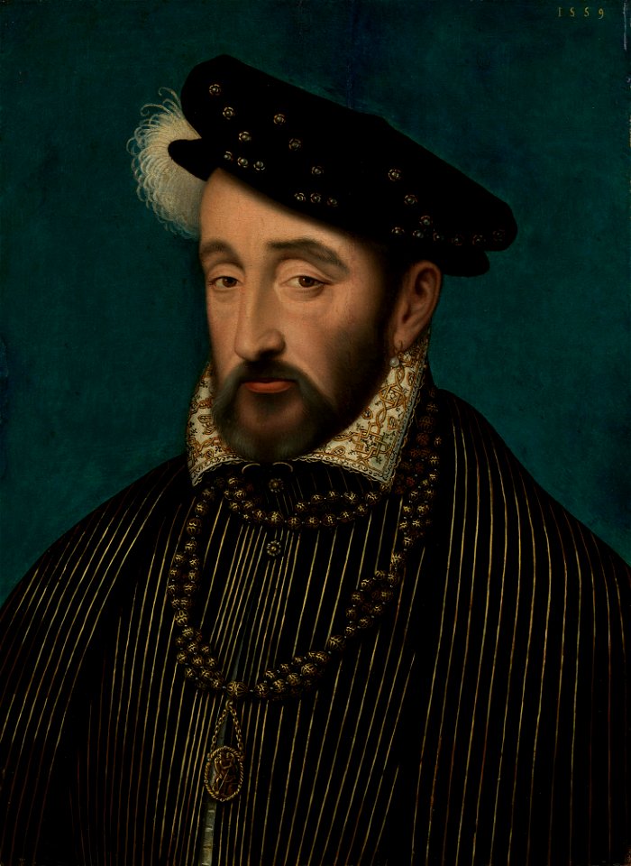 Portrait of King Henry II of France (by Studio of François Clouet) - Royal Collection. Free illustration for personal and commercial use.