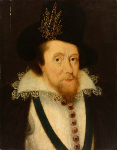 Portrait of King James VI and I (1566–1625), by Circle of John de Critz. Free illustration for personal and commercial use.
