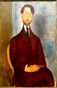 Portrait of Leopold Zborowski by Amedeo Modigliani, 1916-1919, oil on canvas - Museu de Arte de São Paulo - DSC07283. Free illustration for personal and commercial use.