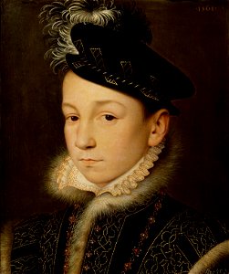 Portrait of King Charles IX of France (1550–1574), by François Clouet - Kunsthistorisches Museum, Wien. Free illustration for personal and commercial use.