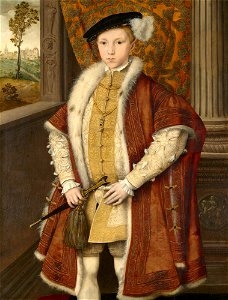 Portrait of King Edward VI of England (1537–1553), attributed to William Scrots. Free illustration for personal and commercial use.