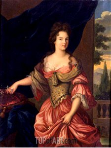 Portrait of Mademoiselle de Montmorency (1678–1718) future Duchess of Vendome (Copy of an original in the Château d'Eu). Free illustration for personal and commercial use.