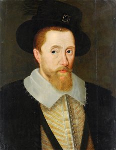 Portrait of King James I of England and VI of Scotland (1566–1625), by Studio of John de Critz. Free illustration for personal and commercial use.