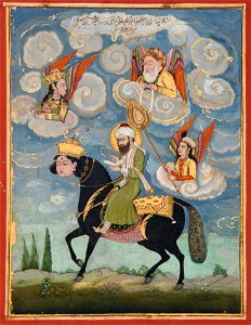 Portrait of the Prophet Muhammad riding the buraq steed - Google Art Project