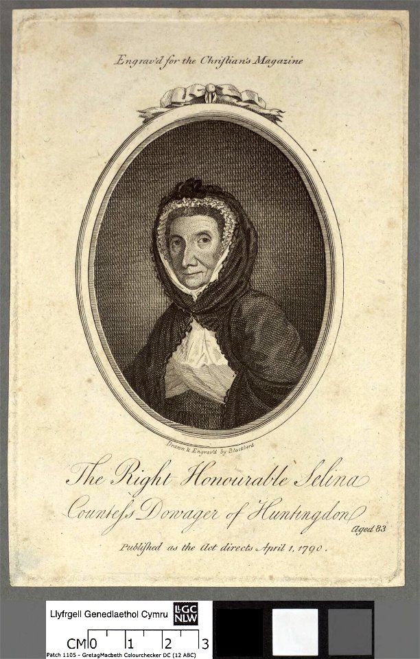 Portrait of The right honble. Selina Countefs Dowager of Huntingdon aged 83 (4672568)