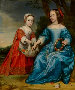Double Portrait of Prince Willem III (1650- 1702) and his Aunt Maria, Princess of Orange (1642-1688), as Children by Gerard van Honthorst Mauritshuis 64