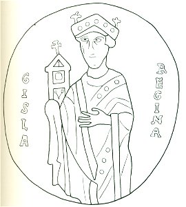 Portrayal of Gisela of Hungary on the coronation pall