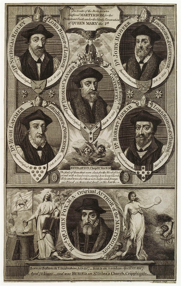 Portraits of the bishops who suffered martyrdom for the Protestant faith under the bloody persecution of Queen Mary I by William Grainger