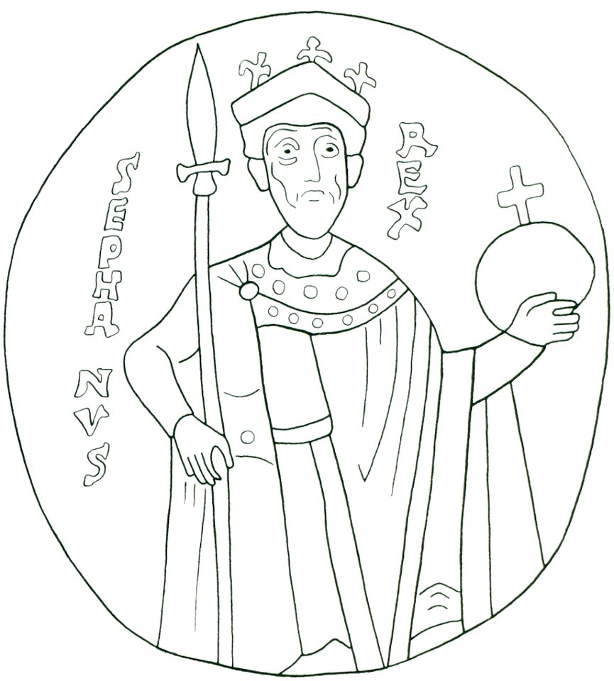 Portrayal of Stephen I of Hungary on the coronation pall-2