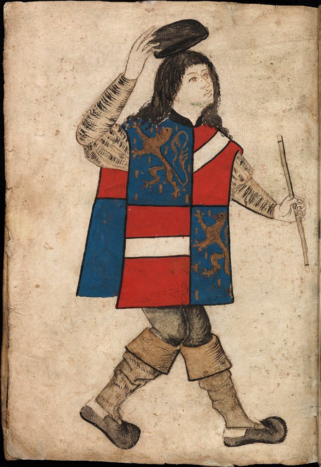 Portret van de heraut Nassau-Vianden - Portrait of the herald of Nassau-Vianden - Wapenboek Nassau-Vianden - KB 1900 A 016, folium 01v