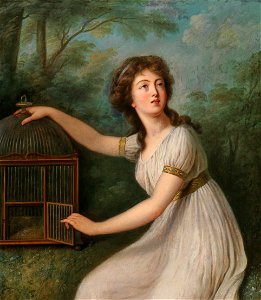 Porträt einer Dame mit Vogelkäfig F c1810