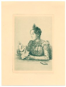 Portret van een vrouw, Louise Danse, ets, Museum Plantin-Moretus (Antwerpen) - PK MP 08557