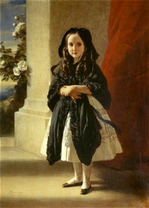 Portret van Prinses Charlotte als kind ten voeten uit met zwarte sjerp