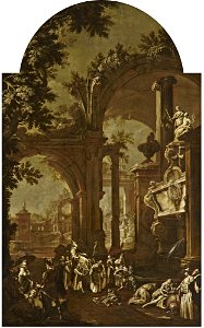 Possibly Giovanni Battista Piazzetta - The Allegorical Tomb of John Somers, Lord Chancellor Somers (1651-1716) (after Canaletto, Piazzetta and Cimaroli), circa 1725, 1530111