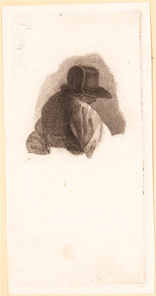 Portret van man met hoed op de rug gezien, objectnr A 16757