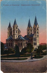 Postcard Groeten uit Roermond, Monumentale Munsterkerk recto