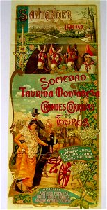 Poster Sociedad Taurina Montañesa Santander 1900, 124 x 290 cm, designed by Mariano Pedrero
