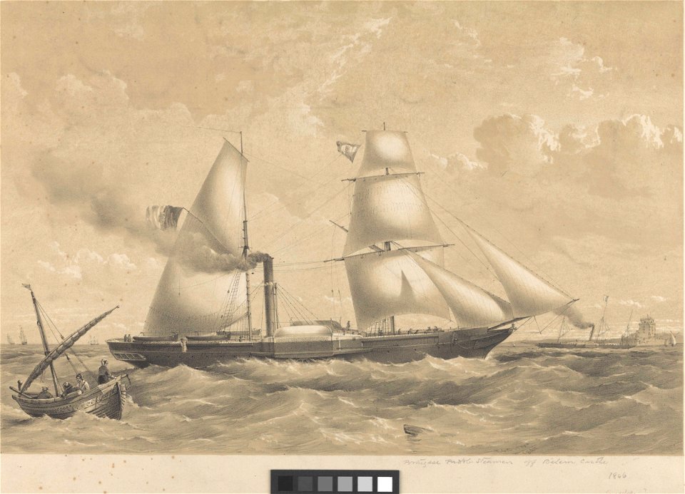 Portuguese Paddle Steamer off Belem Castle 1846 (proof before inscription) RMG PY0246