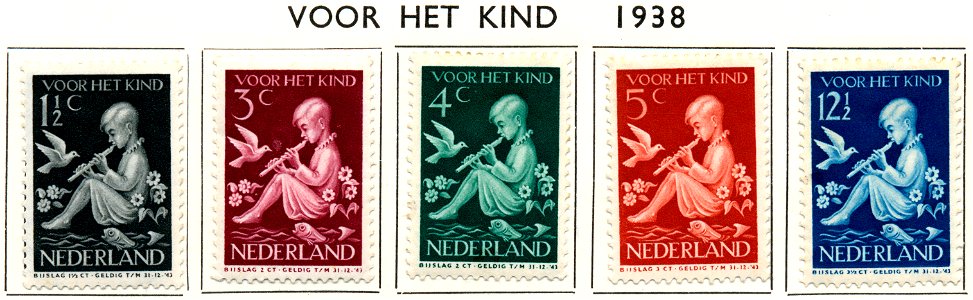 Postzegel NL 1938 nr313-317