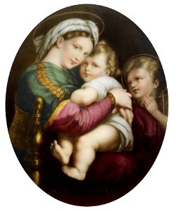 Porzellan-Medaillon Madonna della sedia Wien 1865
