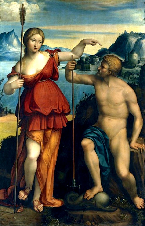 Poseidon and Athena battle for control of Athens - Benvenuto Tisi da Garofalo (1512)