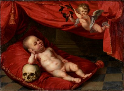 Porträtt av avliden gosse med vanitasmotiv - Nationalmuseum - 100529