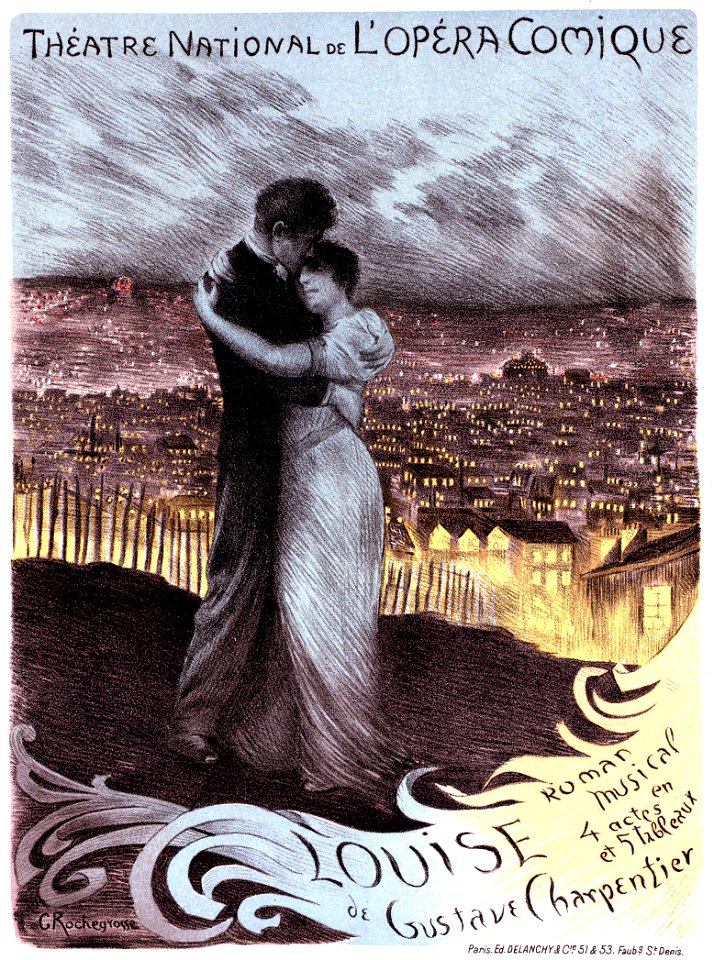 Poster for Gustave Charpentier's Louise by G. Rochegrosse