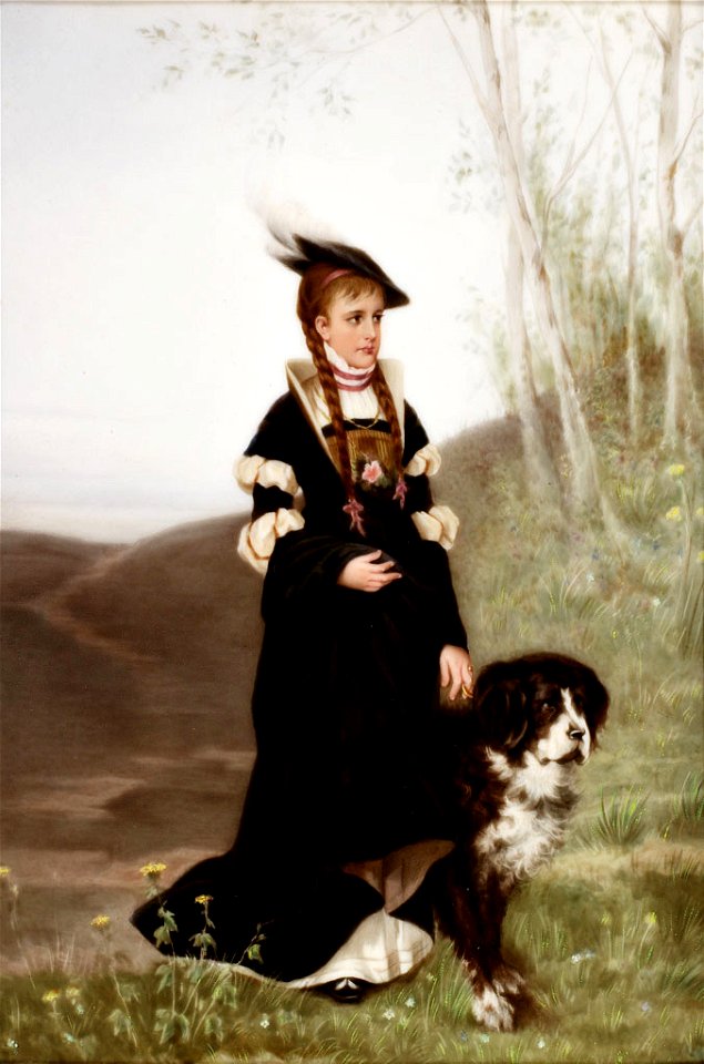 Porzellanmalerei Mädchen in altdeutscher Tracht