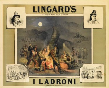 Poster for Lingard's comic opera I Ladroni, artwork by Matt Morgan