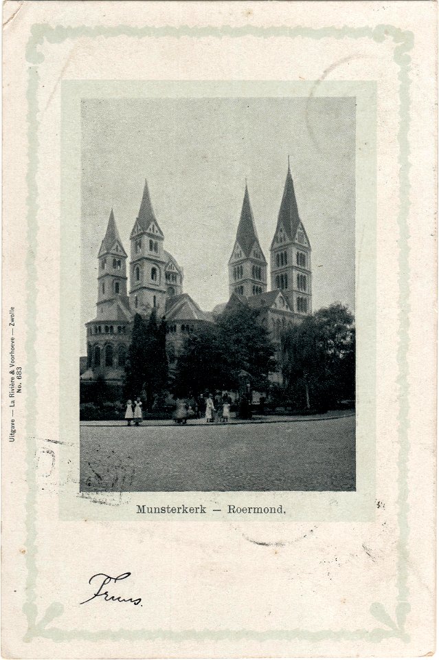 Postcard La Rivière & Voorhoeve Munsterkerk, Roermond recto