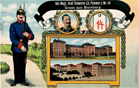 Postkarte IR-14 Graf Schwerin in Bromberg, vor 1916