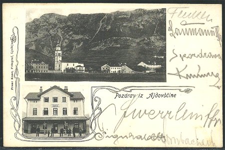 Postcard of Ajdovščina 1904. Free illustration for personal and commercial use.