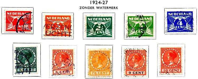Postzegel 1924-27 z w 1-10 cent