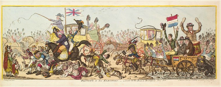 Posting to the election, - a scene on the road to Brentford, Novr 1806 by James Gillray