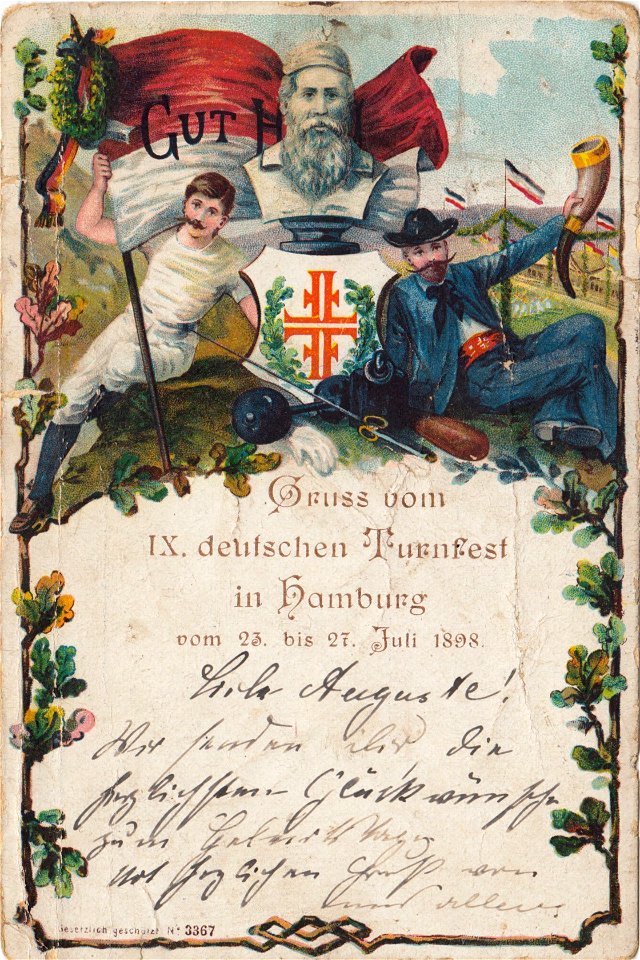 Postkarte 9. Deutsches Turnfest 1898 Hamburg