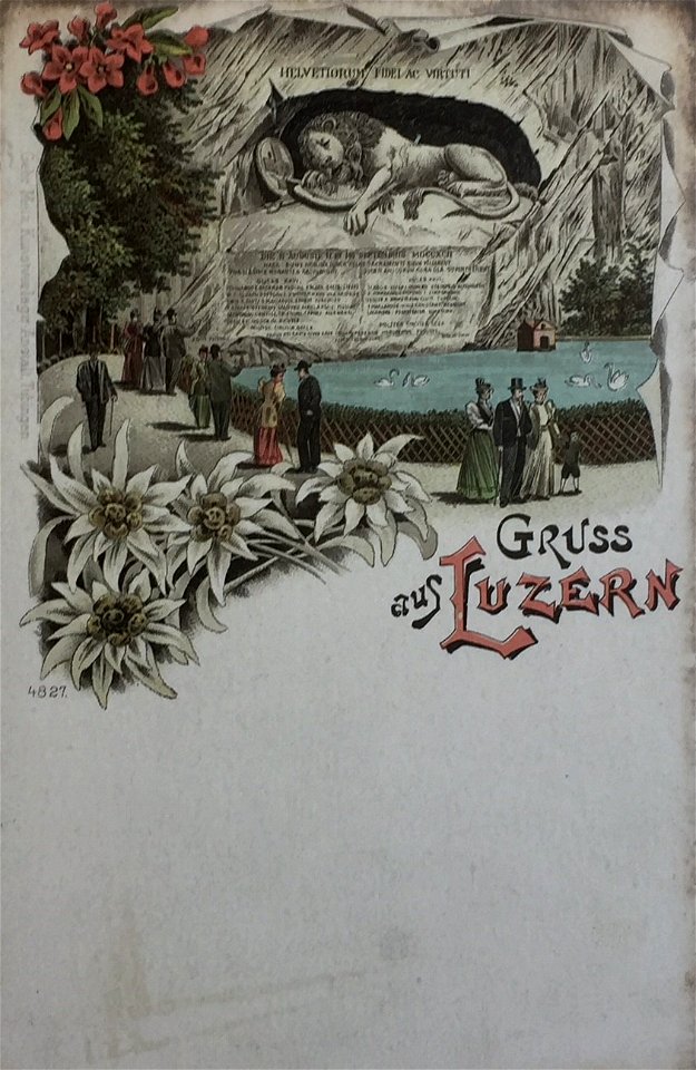 Löwendenkmal Luzern (AK 4821 Gebr. Metz ca. 1896)